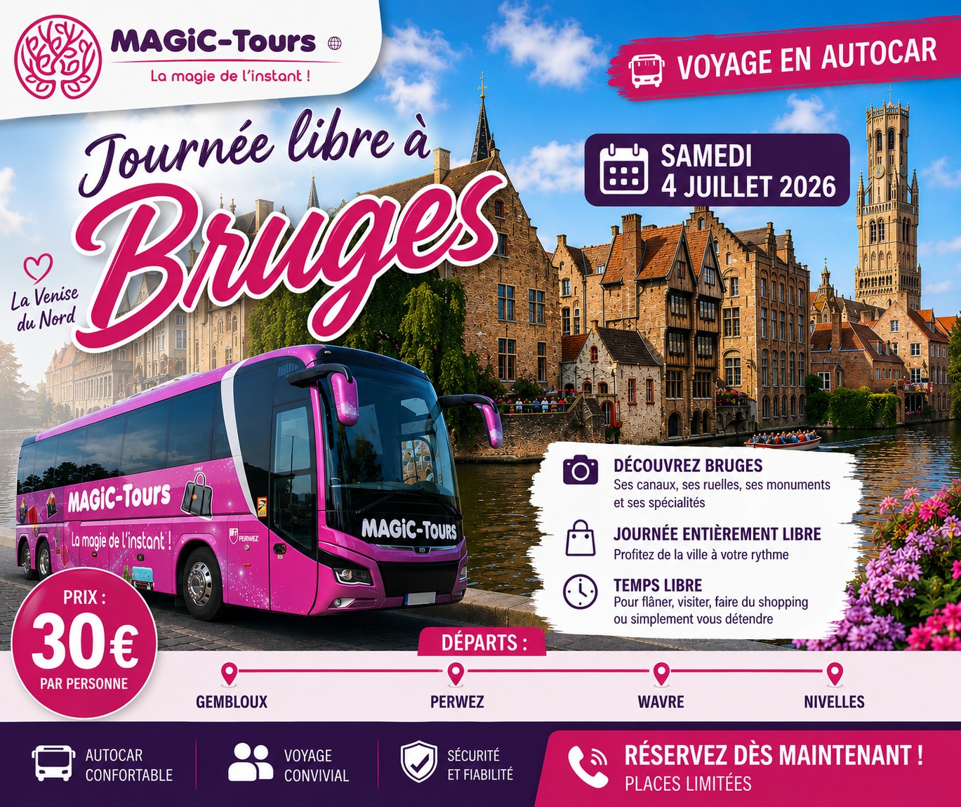 Journée à Bruges le 4 Juillet 2026