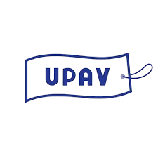 Logo UPAV en forme de fanion bleu sur fond transparent